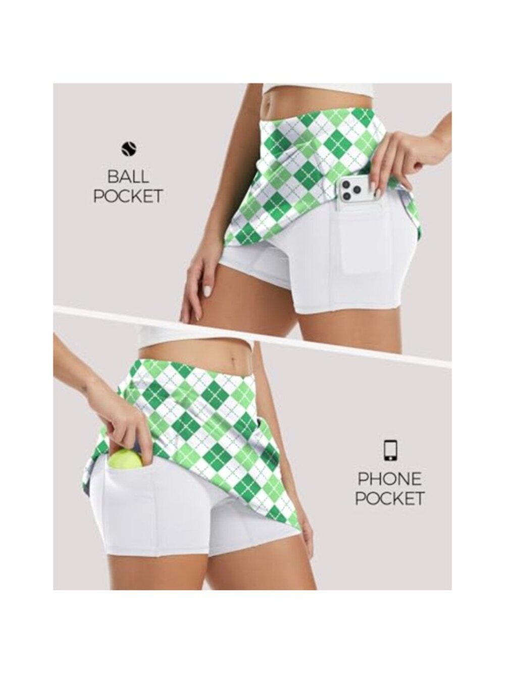 Women's High Waisted Golf Tennis Skort with 4 Pockets & Built-In Shorts - Picture 5 of 6